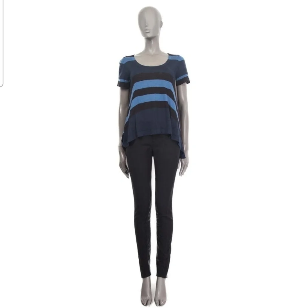 Louis Vuitton Blue and Black Striped Top